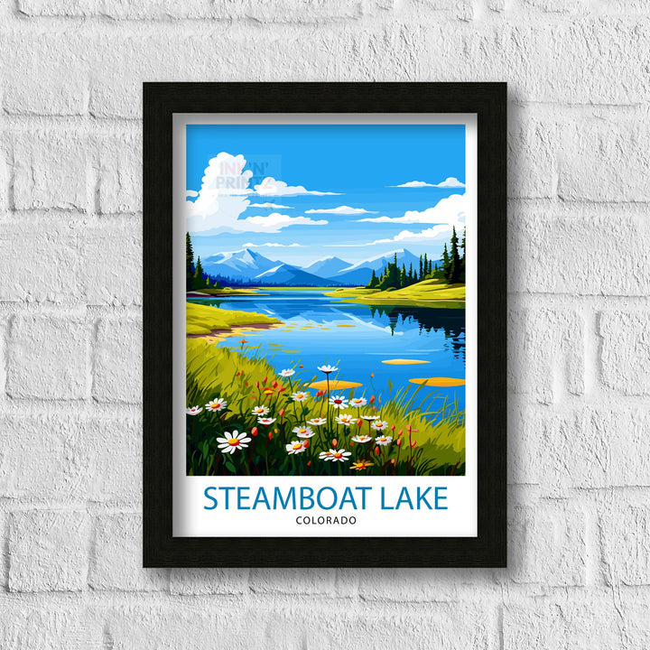 Steamboat Lake Colorado Travel Print| Colorado Wall Decor Steamboat Lake Poster Mountain Lake Travel Prints Colorado Art Print Steamboat