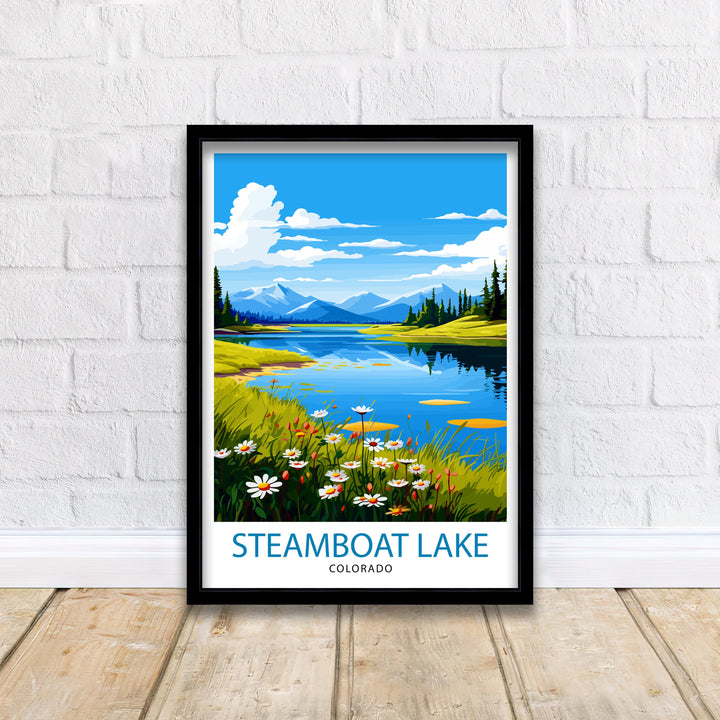 Steamboat Lake Colorado Travel Print| Colorado Wall Decor Steamboat Lake Poster Mountain Lake Travel Prints Colorado Art Print Steamboat