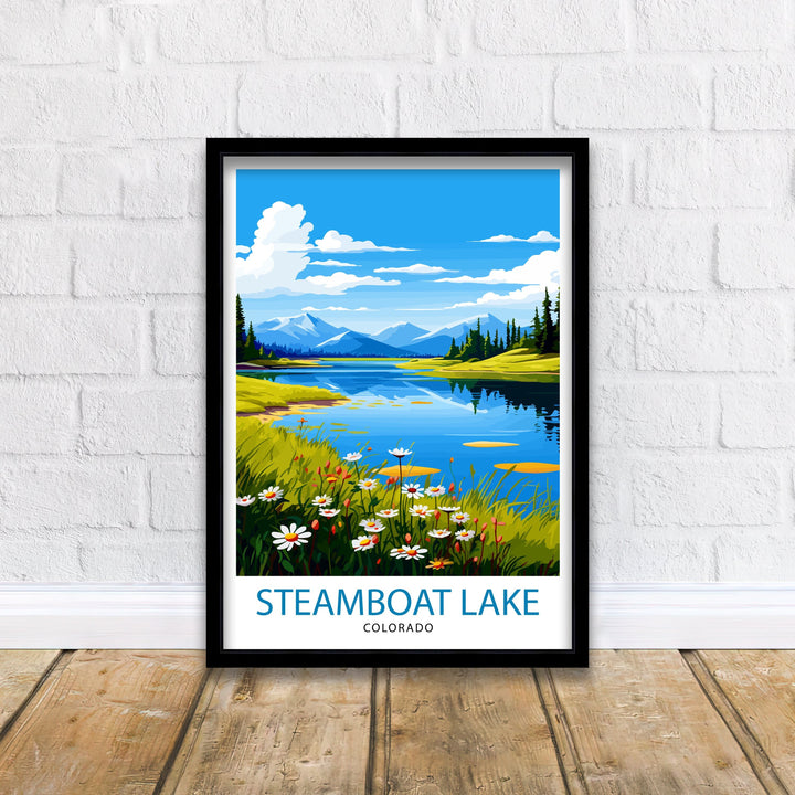 Steamboat Lake Colorado Travel Print| Colorado Wall Decor Steamboat Lake Poster Mountain Lake Travel Prints Colorado Art Print Steamboat
