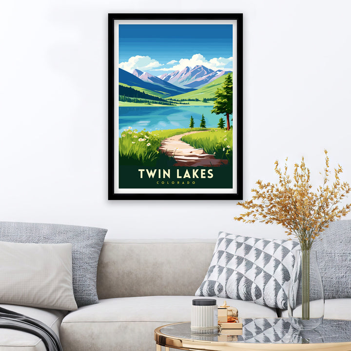 Twin Lakes Colorado Travel Print| Colorado Wall Decor Twin Lakes Poster Rocky Mountain Travel Prints Colorado Art Print Twin Lakes