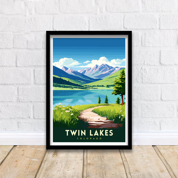 Twin Lakes Colorado Travel Print| Colorado Wall Decor Twin Lakes Poster Rocky Mountain Travel Prints Colorado Art Print Twin Lakes