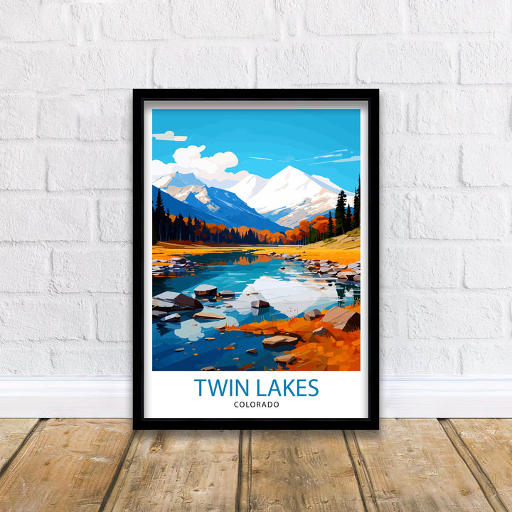 Twin Lakes Colorado Travel Print| Colorado Wall Decor Twin Lakes Poster Rocky Mountain Travel Prints Colorado Art Print Twin Lakes