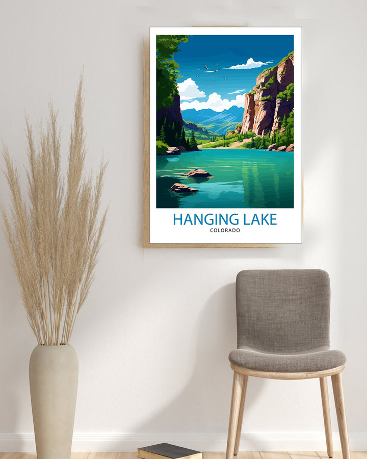 Hanging Lake Colorado Travel Print| Colorado Wall Decor Hanging Lake Poster Rocky Mountain Travel Prints Colorado Art Print Hanging Lake