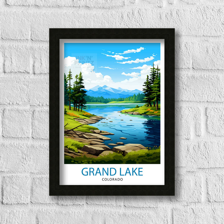 Grand Lake Colorado Travel Print| Colorado Wall Decor Grand Lake Poster Rocky Mountain Travel Prints Colorado Art Print Grand Lake