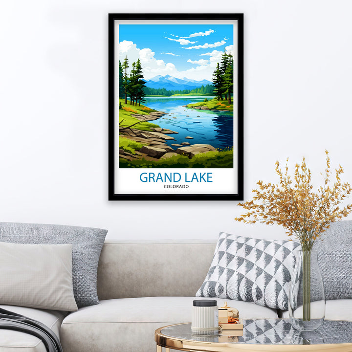 Grand Lake Colorado Travel Print| Colorado Wall Decor Grand Lake Poster Rocky Mountain Travel Prints Colorado Art Print Grand Lake