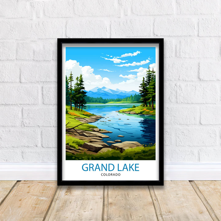 Grand Lake Colorado Travel Print| Colorado Wall Decor Grand Lake Poster Rocky Mountain Travel Prints Colorado Art Print Grand Lake