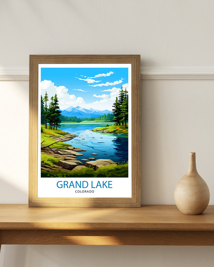 Grand Lake Colorado Travel Print| Colorado Wall Decor Grand Lake Poster Rocky Mountain Travel Prints Colorado Art Print Grand Lake