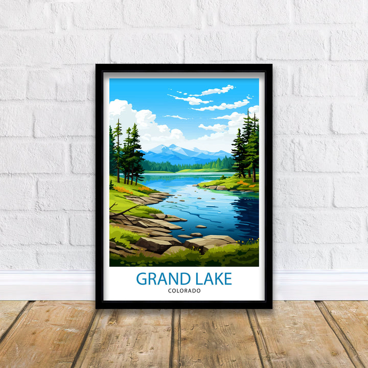 Grand Lake Colorado Travel Print| Colorado Wall Decor Grand Lake Poster Rocky Mountain Travel Prints Colorado Art Print Grand Lake