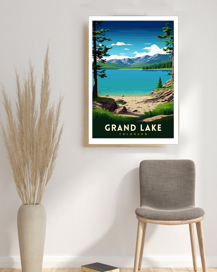 Grand Lake Colorado Travel Print| Colorado Wall Decor Grand Lake Poster Rocky Mountain Travel Prints Colorado Art Print Grand Lake