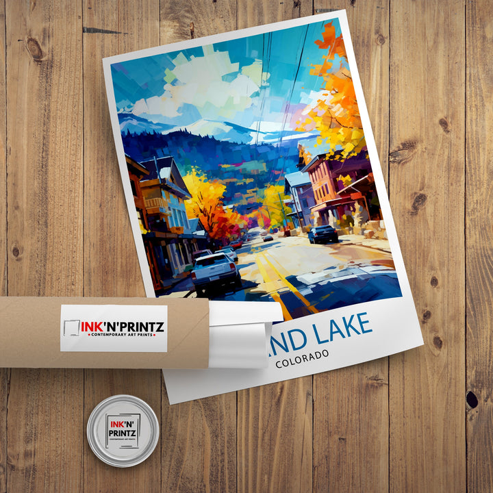 Grand Lake Colorado Travel Print| Colorado Wall Decor Grand Lake Poster Rocky Mountain Travel Prints Colorado Art Print Grand Lake