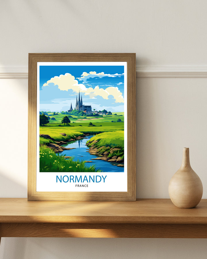 Normandy France Travel Print Normandy Wall Decor Normandy Poster France Travel Prints Normandy Art Print Normandy Illustration Normandy