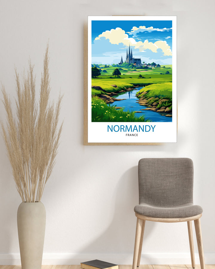 Normandy France Travel Print Normandy Wall Decor Normandy Poster France Travel Prints Normandy Art Print Normandy Illustration Normandy