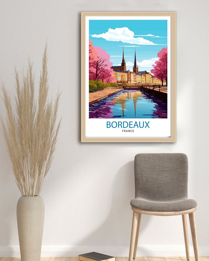 Bordeaux France Travel Print Bordeaux Wall Decor Bordeaux Poster France Travel Prints Bordeaux Art Print Bordeaux Illustration Bordeaux