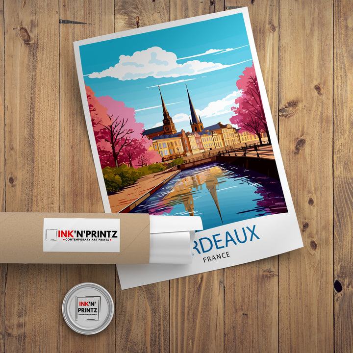 Bordeaux France Travel Print Bordeaux Wall Decor Bordeaux Poster France Travel Prints Bordeaux Art Print Bordeaux Illustration Bordeaux