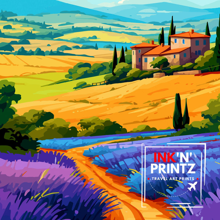 Provence France Travel Print Provence Wall Decor Provence Home Living Decor Provence France Illustration Travel Poster Gift for Provence