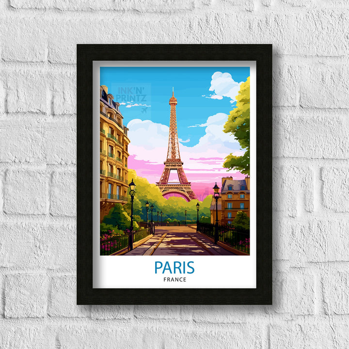 Paris France Travel Print Paris Wall Art Eiffel Tower Art France Travel Poster Paris Home Decor French Illustration Parisian Art Print