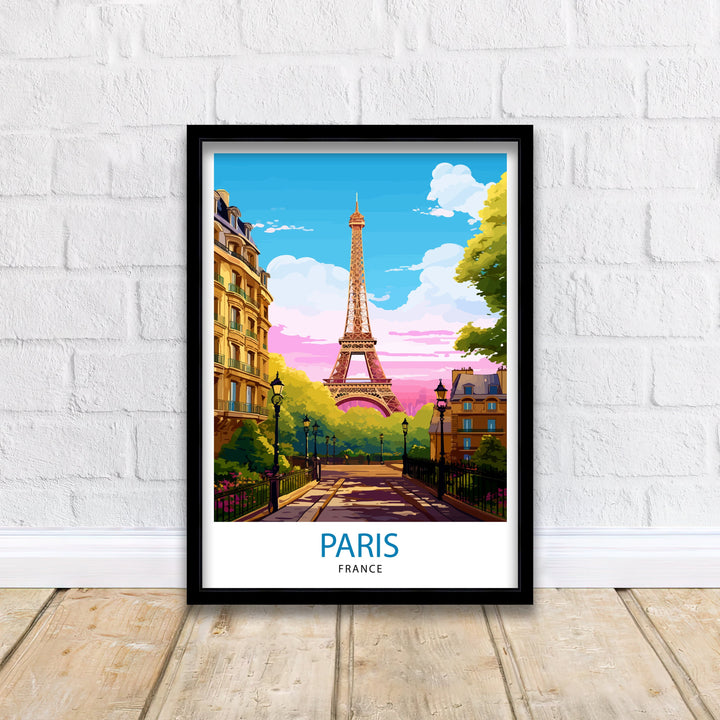 Paris France Travel Print Paris Wall Art Eiffel Tower Art France Travel Poster Paris Home Decor French Illustration Parisian Art Print