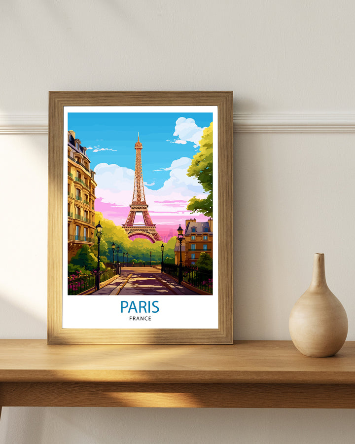 Paris France Travel Print Paris Wall Art Eiffel Tower Art France Travel Poster Paris Home Decor French Illustration Parisian Art Print
