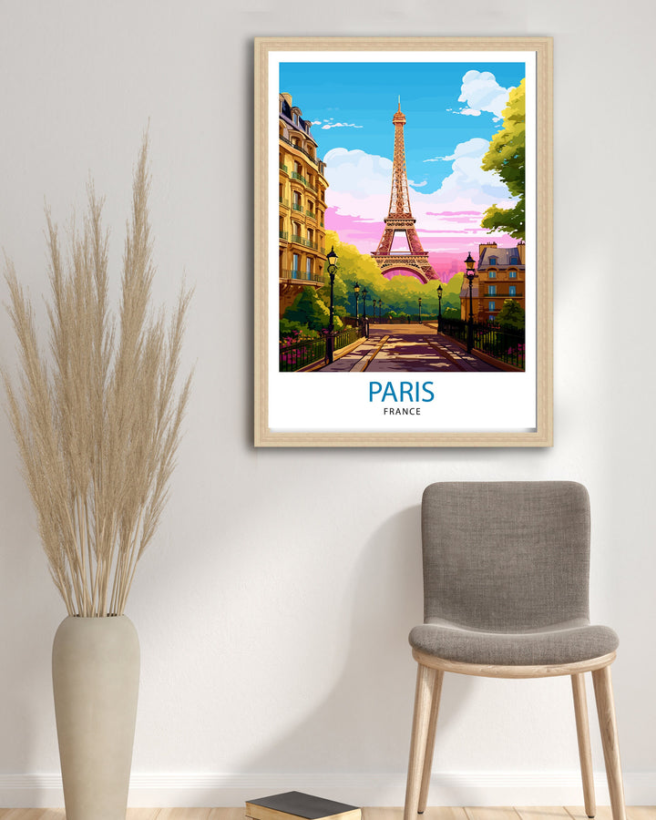 Paris France Travel Print Paris Wall Art Eiffel Tower Art France Travel Poster Paris Home Decor French Illustration Parisian Art Print