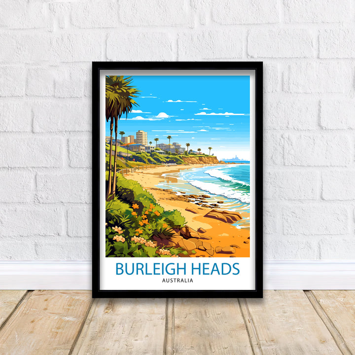 Burleigh Head Australia Travel Poster Coastal