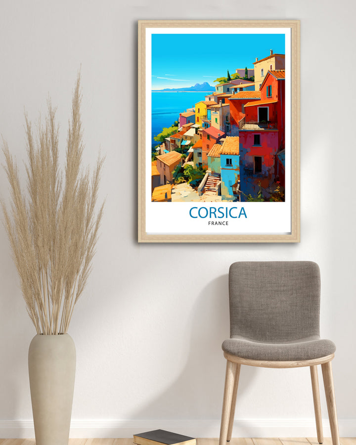 Corsica France Travel Print Corsica Wall Decor Corsica Poster France Travel Prints Corsica Art Print Corsica Illustration Corsica Wall Art