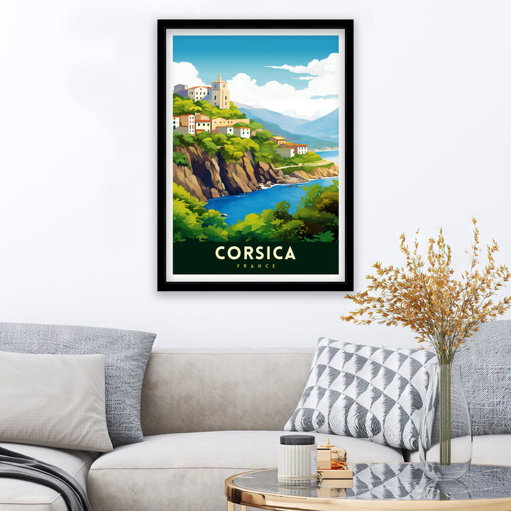 Corsica France Travel Print Corsica Wall Decor Corsica Poster France Travel Prints Corsica Art Print Corsica Illustration Corsica Wall Art