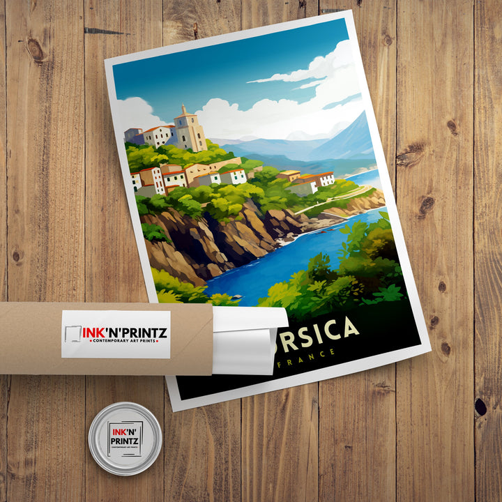 Corsica France Travel Print Corsica Wall Decor Corsica Poster France Travel Prints Corsica Art Print Corsica Illustration Corsica Wall Art