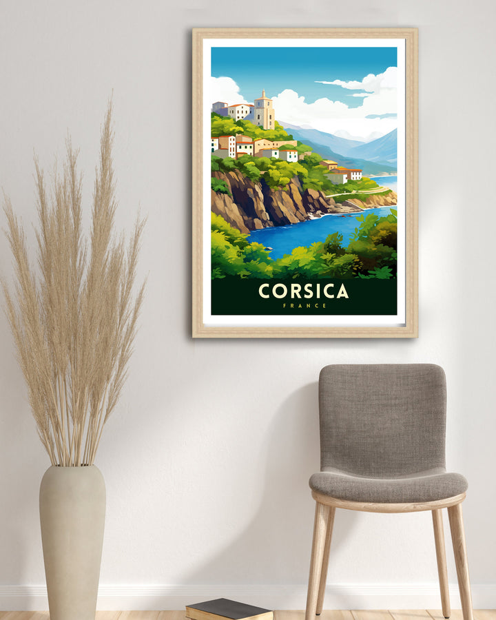 Corsica France Travel Print Corsica Wall Decor Corsica Poster France Travel Prints Corsica Art Print Corsica Illustration Corsica Wall Art