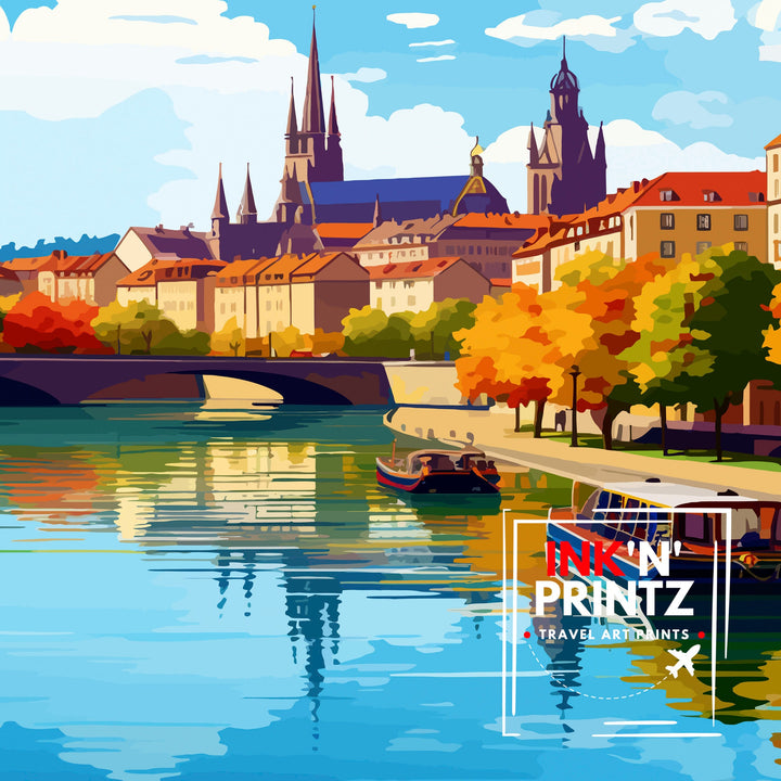 Lyon France Travel Print Lyon Wall Decor Lyon Poster France Travel Prints Lyon Art Print Lyon Illustration Lyon Wall Art - France Print