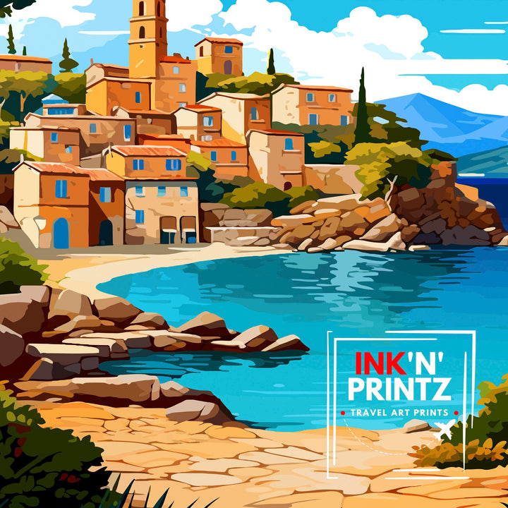 Corsica France Travel Print Corsica Wall Decor Corsica Poster France Travel Prints Corsica Art Print Corsica Illustration Corsica Wall Art