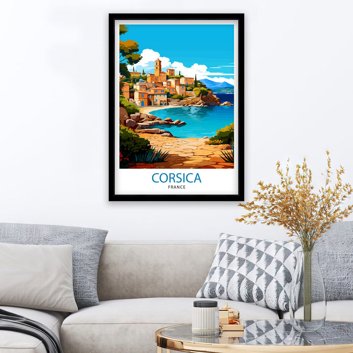 Corsica France Travel Print Corsica Wall Decor Corsica Poster France Travel Prints Corsica Art Print Corsica Illustration Corsica Wall Art