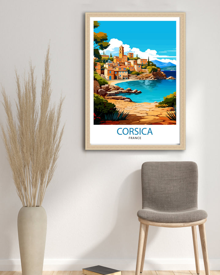 Corsica France Travel Print Corsica Wall Decor Corsica Poster France Travel Prints Corsica Art Print Corsica Illustration Corsica Wall Art