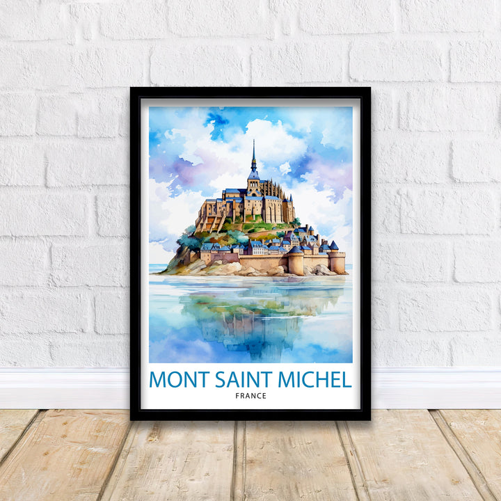 Mont Saint-Michel Travel Print Mont Saint-Michel Wall Art Mont Saint-Michel France Illustration Travel Poster Gift For Mont Saint-Michel