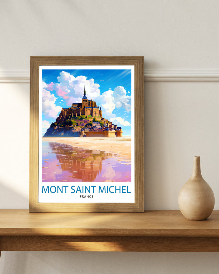 Mont Saint-Michel Travel Print Mont Saint-Michel Wall Art Mont Saint-Michel France Illustration Travel Poster Gift For Mont Saint-Michel