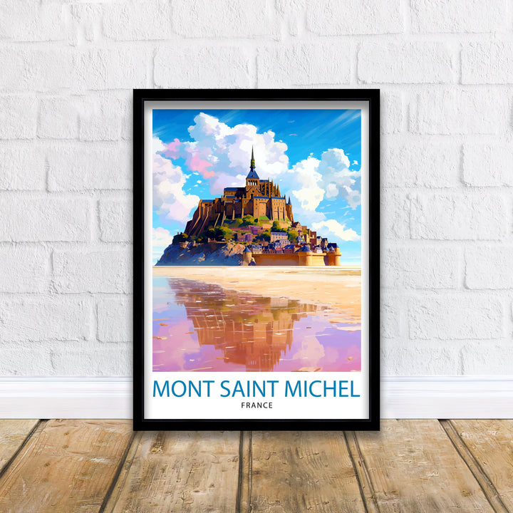 Mont Saint-Michel Travel Print Mont Saint-Michel Wall Art Mont Saint-Michel France Illustration Travel Poster Gift For Mont Saint-Michel