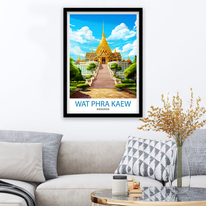 Wat Phra Kaew Thailand Travel Poster Thai Temple