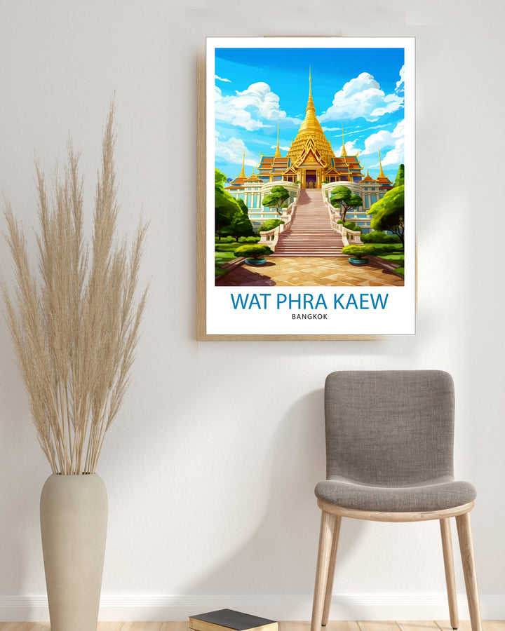 Wat Phra Kaew Thailand Travel Poster Thai Temple