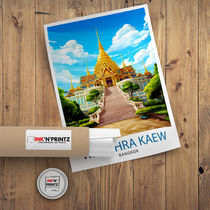 Wat Phra Kaew Thailand Travel Poster Thai Temple