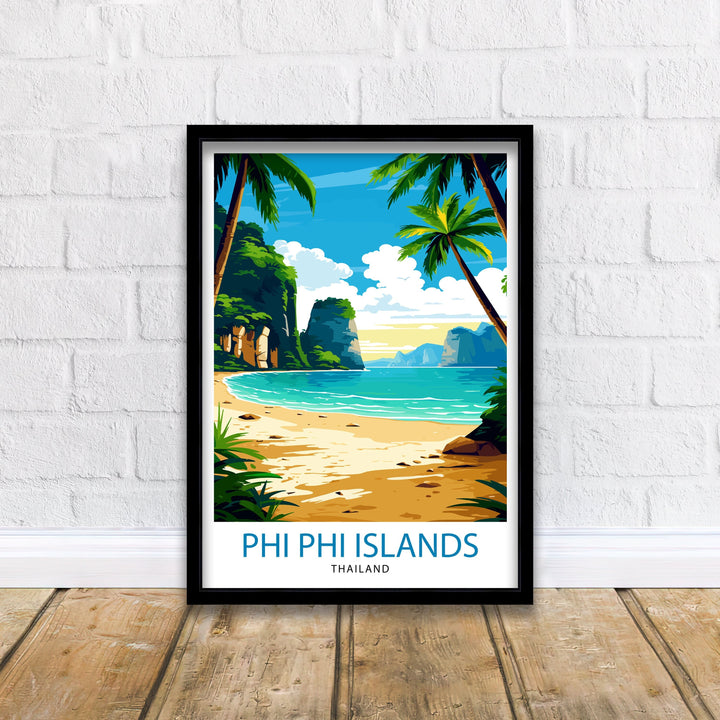 Phi Phi Islands Thailand Travel Poster Tropical