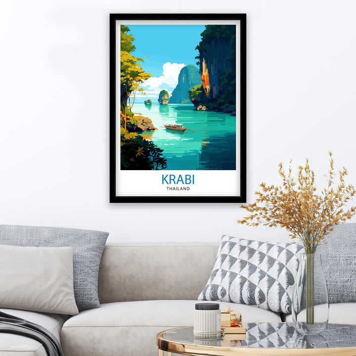 Krabi Thailand Travel Print Krabi Wall Decor Krabi Poster Thailand Travel Prints Krabi Art Print Krabi Illustration Krabi Wall Art Thailand