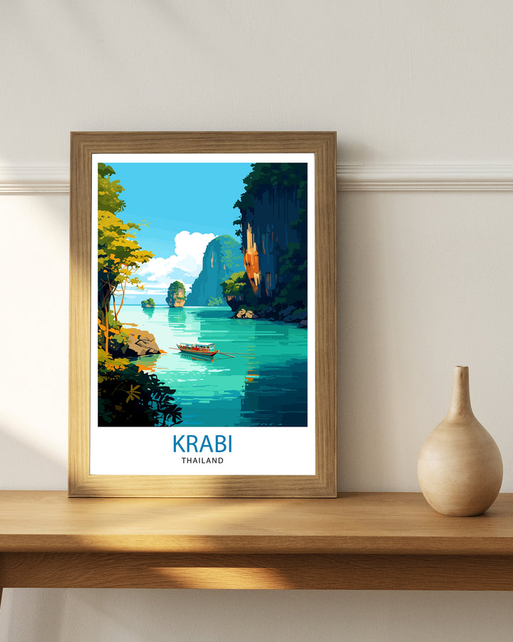 Krabi Thailand Travel Print Krabi Wall Decor Krabi Poster Thailand Travel Prints Krabi Art Print Krabi Illustration Krabi Wall Art Thailand