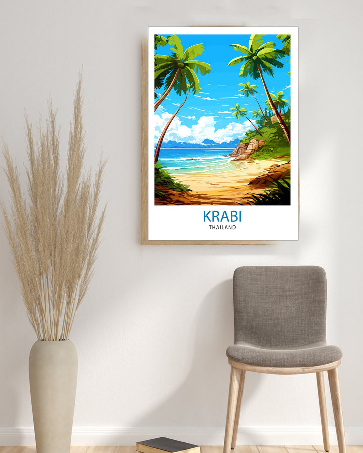Krabi Thailand Travel Print Krabi Wall Decor Krabi Poster Thailand Travel Prints Krabi Art Print Krabi Illustration Krabi Wall Art Thailand