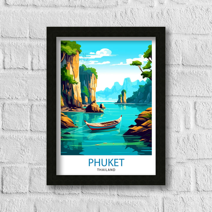 Phuket Thailand Travel Print Tropical Paradise Wall Decor Phuket Island Poster Thailand Travel Prints Beach Art Print Phuket Illustration