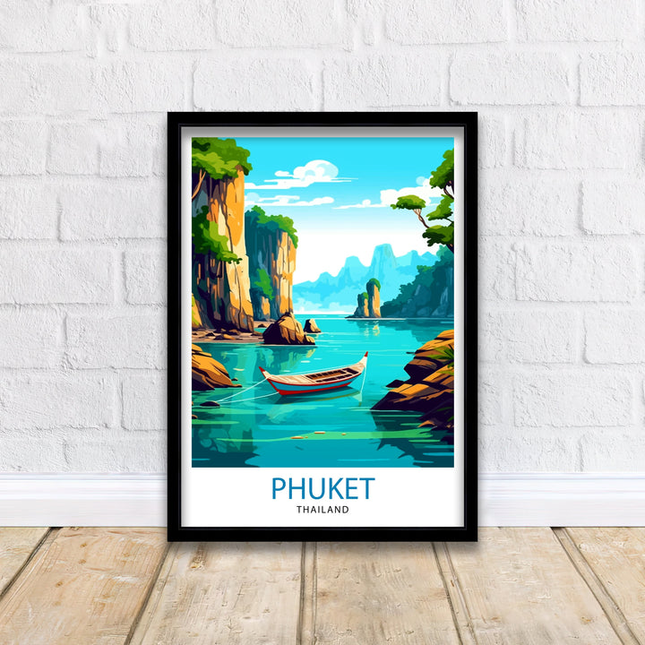 Phuket Thailand Travel Print Tropical Paradise Wall Decor Phuket Island Poster Thailand Travel Prints Beach Art Print Phuket Illustration
