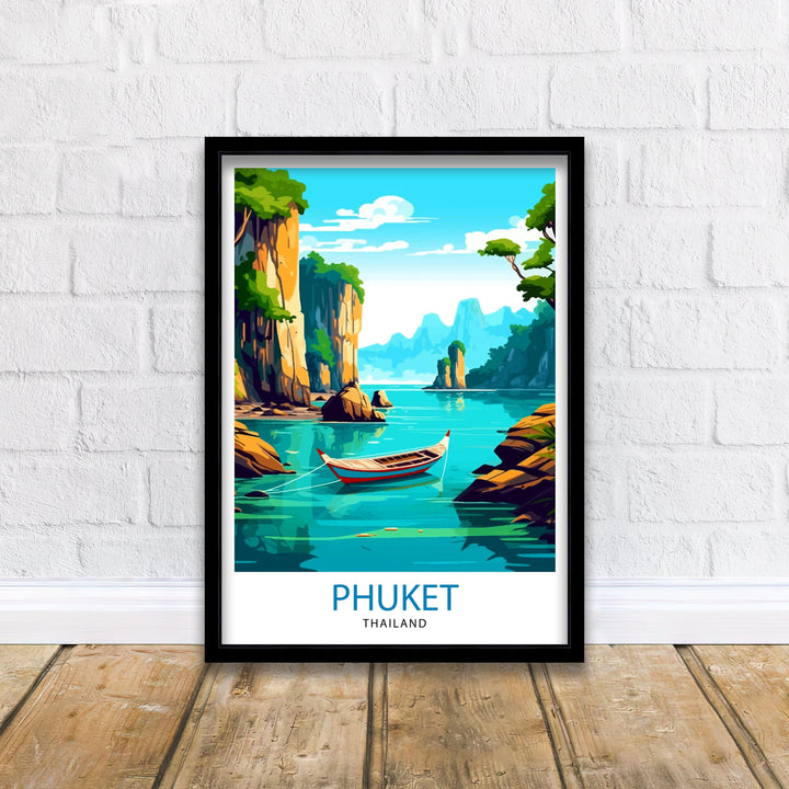 Phuket Thailand Travel Print Tropical Paradise Wall Decor Phuket Island Poster Thailand Travel Prints Beach Art Print Phuket Illustration