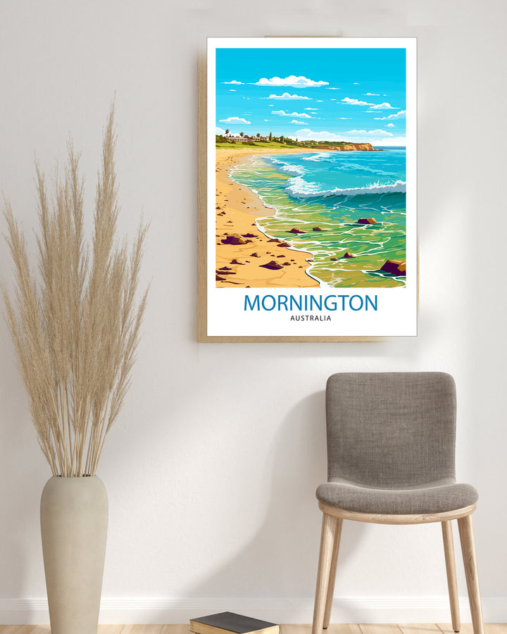 Mornington Beach Australia Travel Print Coastal Wall Decor Mornington Peninsula Poster Australian Beach Prints Beach Art Print Mornington