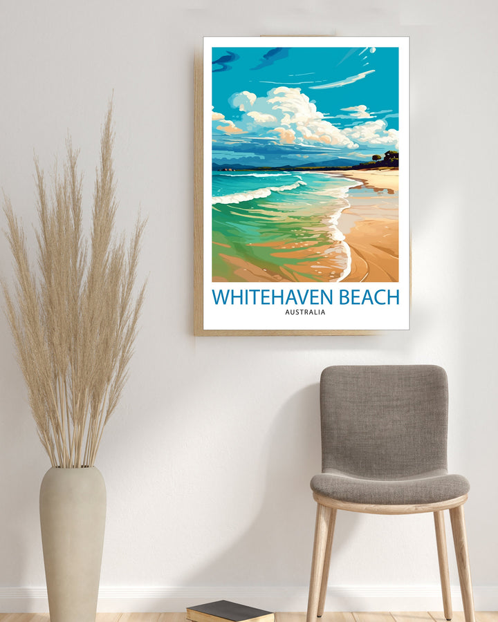 Whitehaven Beach Australia Travel Print Beach Wall Decor Australian Coastal Poster Tropical Travel Prints Beach Art Print Whitehaven Beach