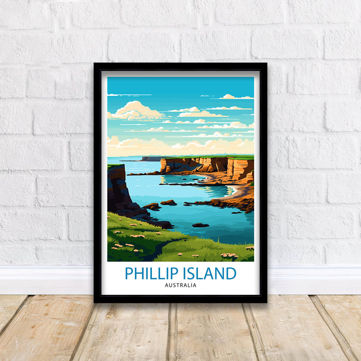 Phillip Island Australia Travel Print Coastal Wall Decor Phillip Island Poster Australian Travel Prints Island Art Print Nature Illustration