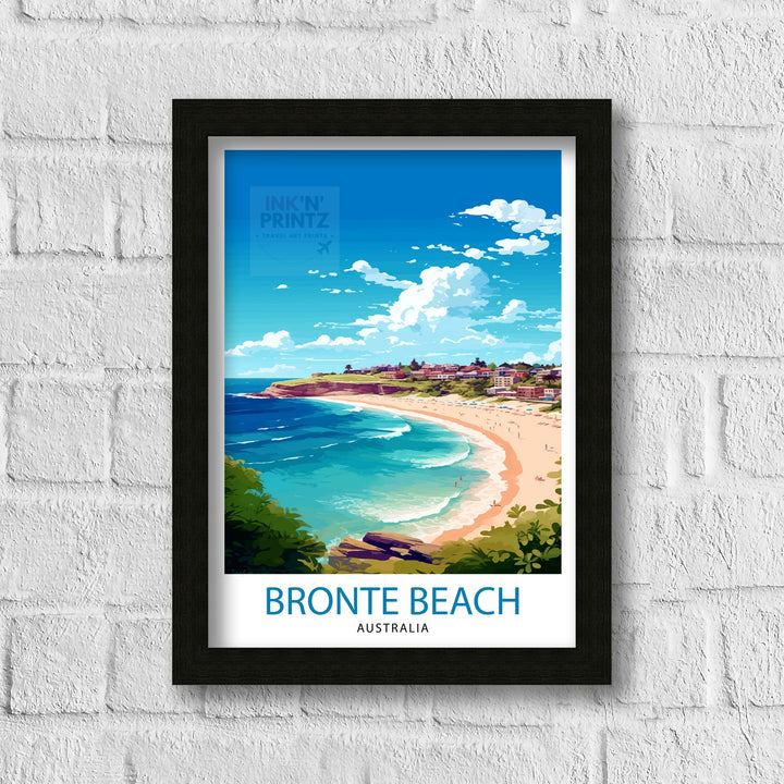 Bronte Beach Australia Travel Print Coastal Wall Decor Bronte Beach Poster Australian Beach Prints Beach Art Print Bronte Beach Illustration