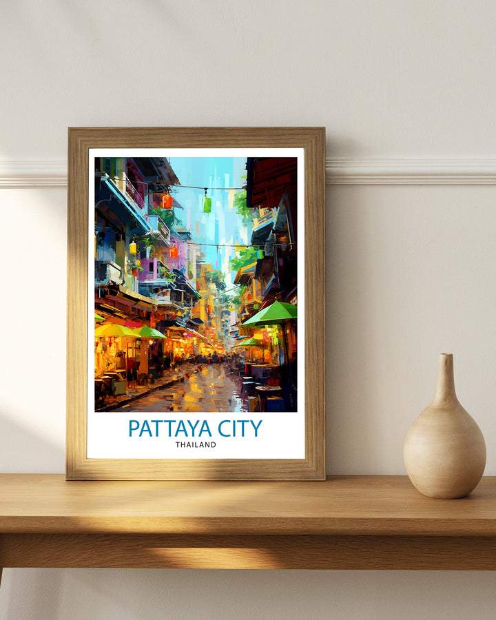 Pattaya City Thailand Travel Print Pattaya Wall Decor Pattaya Poster Thailand Travel Prints Pattaya Art Print Pattaya Illustration